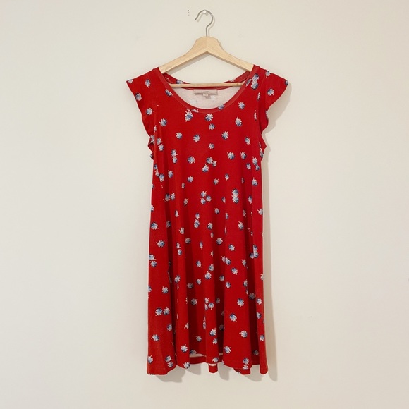 LOFT Dresses & Skirts - Loft Burnt Orange & Blue Floral Swing Dress